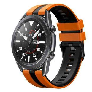 For Samsung Galaxy Watch3 45mm 22mm Two Color Sports Silicone Watch Band(Orange+Black)
