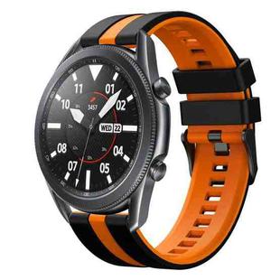 For Samsung Galaxy Watch3 45mm 22mm Two Color Sports Silicone Watch Band(Black+Orange)