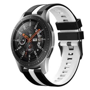 For Samsung Galaxy Watch 46mm 22mm Two Color Sports Silicone Watch Band(Black+White)