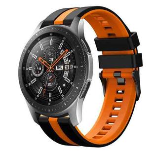 For Samsung Galaxy Watch 46mm 22mm Two Color Sports Silicone Watch Band(Black+Orange)