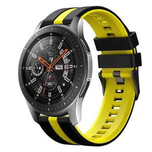 For Samsung Galaxy Watch 46mm 22mm Two Color Sports Silicone Watch Band(Black+Yellow)