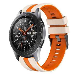 For Samsung Galaxy Watch 46mm 22mm Two Color Sports Silicone Watch Band(Starlight+Orange)