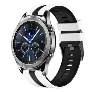 For Samsung Gear S3 Classic 22mm Two Color Sports Silicone Watch Band(White+Black)