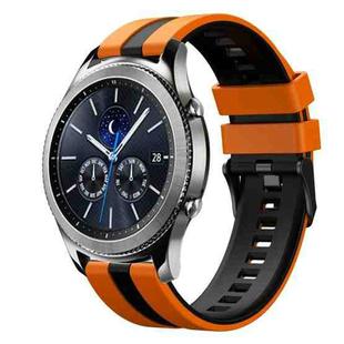For Samsung Gear S3 Classic 22mm Two Color Sports Silicone Watch Band(Orange+Black)
