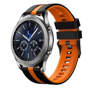 For Samsung Gear S3 Classic 22mm Two Color Sports Silicone Watch Band(Black+Orange)