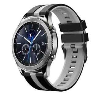 For Samsung Gear S3 Classic 22mm Two Color Sports Silicone Watch Band(Black+Grey)