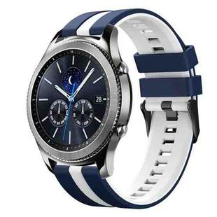 For Samsung Gear S3 Classic 22mm Two Color Sports Silicone Watch Band(Blue+White)