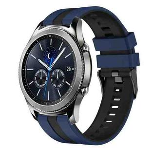 For Samsung Gear S3 Classic 22mm Two Color Sports Silicone Watch Band(Blue+Black)