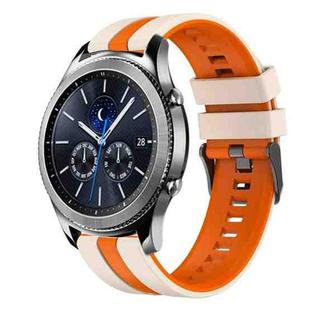 For Samsung Gear S3 Classic 22mm Two Color Sports Silicone Watch Band(Starlight+Orange)