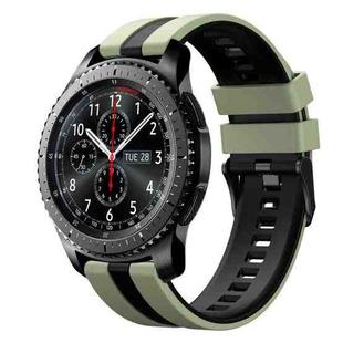 For Samsung Gear S3 Frontier 22mm Two Color Sports Silicone Watch Band(Light Green+Black)