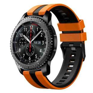 For Samsung Gear S3 Frontier 22mm Two Color Sports Silicone Watch Band(Orange+Black)