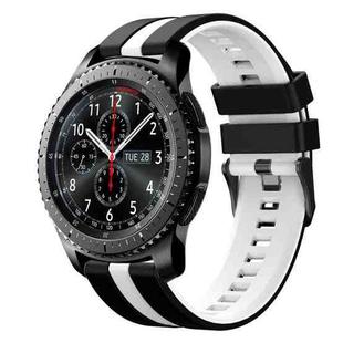 For Samsung Gear S3 Frontier 22mm Two Color Sports Silicone Watch Band(Black+White)