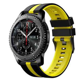 For Samsung Gear S3 Frontier 22mm Two Color Sports Silicone Watch Band(Black+Yellow)