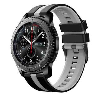 For Samsung Gear S3 Frontier 22mm Two Color Sports Silicone Watch Band(Black+Grey)