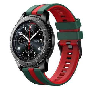 For Samsung Gear S3 Frontier 22mm Two Color Sports Silicone Watch Band(Green+Red)