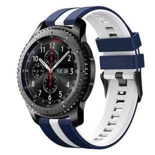 For Samsung Gear S3 Frontier 22mm Two Color Sports Silicone Watch Band(Blue+White)