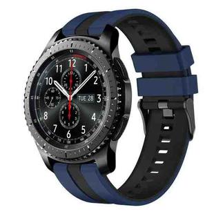 For Samsung Gear S3 Frontier 22mm Two Color Sports Silicone Watch Band(Blue+Black)