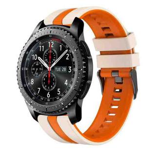 For Samsung Gear S3 Frontier 22mm Two Color Sports Silicone Watch Band(Starlight+Orange)