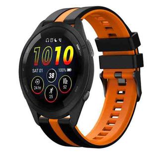 For Garmin Forerunner 265 22mm Two Color Sports Silicone Watch Band(Black+Orange)