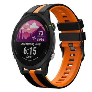 For Garmin Forerunner 255 22mm Two Color Sports Silicone Watch Band(Black+Orange)