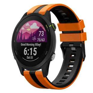 For Garmin Forerunner 255 Music 22mm Two Color Sports Silicone Watch Band(Orange+Black)