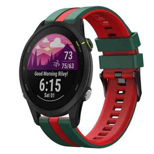 For Garmin Forerunner 255 Music 22mm Two Color Sports Silicone Watch Band(Green+Red)