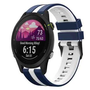 For Garmin Forerunner 255 Music 22mm Two Color Sports Silicone Watch Band(Blue+White)