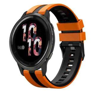 For Garmin Venu 2 22mm Two Color Sports Silicone Watch Band(Orange+Black)