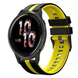 For Garmin Venu 2 22mm Two Color Sports Silicone Watch Band(Black+Yellow)