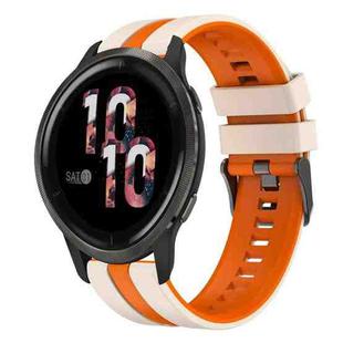 For Garmin Venu 2 22mm Two Color Sports Silicone Watch Band(Starlight+Orange)