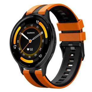For Garmin Venu 3 22mm Two Color Sports Silicone Watch Band(Orange+Black)