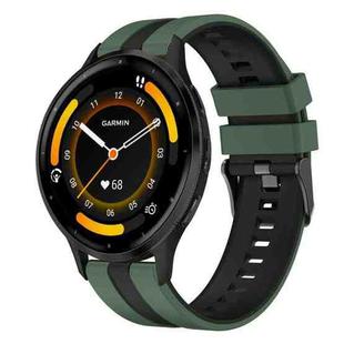 For Garmin Venu 3 22mm Two Color Sports Silicone Watch Band(Olive Green+Black)