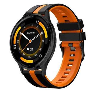 For Garmin Venu 3 22mm Two Color Sports Silicone Watch Band(Black+Orange)