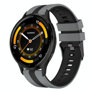 For Garmin Venu 3 22mm Two Color Sports Silicone Watch Band(Grey+Black)