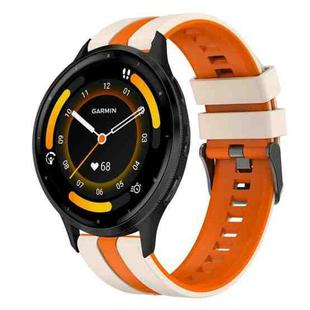 For Garmin Venu 3 22mm Two Color Sports Silicone Watch Band(Starlight+Orange)