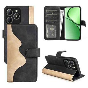 For Realme C63 Stitching Horizontal Flip Leather Phone Case(Black)