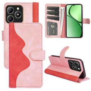 For Realme C63 Stitching Horizontal Flip Leather Phone Case(Red)