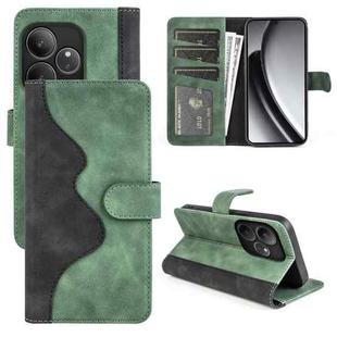 For Realme GT 6 5G Stitching Horizontal Flip Leather Phone Case(Green)