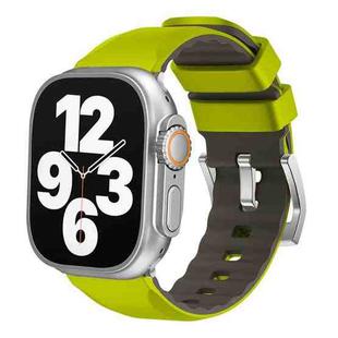 For Apple Watch Ultra 2 49mm Two-Color Silicone Watch Band(Fluorescent Green)