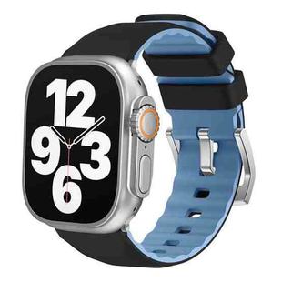 For Apple Watch Series 9 41mm Two-Color Silicone Watch Band(Black+Blue)