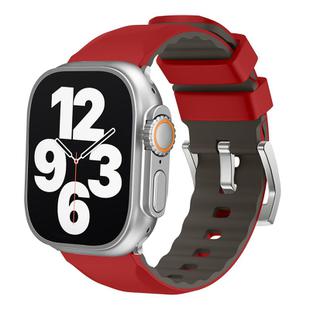 For Apple Watch Series 9 41mm Two-Color Silicone Watch Band(Red)