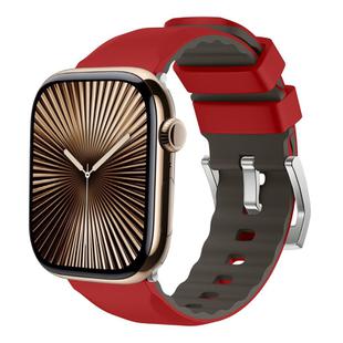 For Apple Watch Series 10 42mm Two-Color Silicone Watch Band(Red)