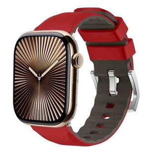 For Apple Watch Series 10 46mm Two-Color Silicone Watch Band(Red)