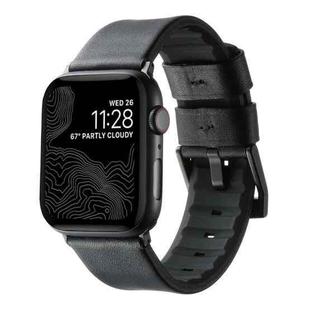 For Apple Watch Series 6 40mm Genuine Leather Hybrid Silicone Watch Band(Black Black Buckle)