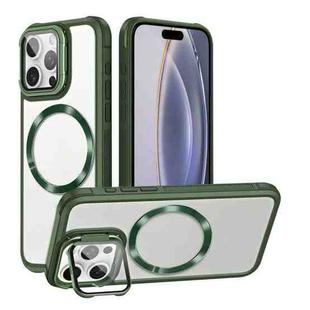 For iPhone 16 Pro Magsafe CD-grain Acrylic Hybrid TPU Phone Case(Green)