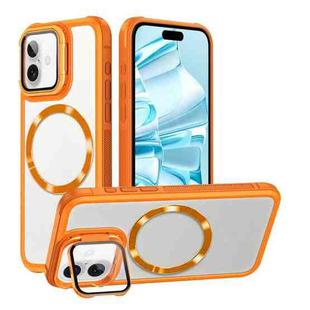 For iPhone 16 Plus Magsafe CD-grain Acrylic Hybrid TPU Phone Case(Orange)