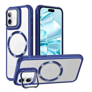 For iPhone 16 Plus Magsafe CD-grain Acrylic Hybrid TPU Phone Case(Blue)