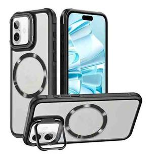 For iPhone 16 Magsafe CD-grain Acrylic Hybrid TPU Phone Case(Black)