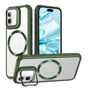 For iPhone 16 Magsafe CD-grain Acrylic Hybrid TPU Phone Case(Green)
