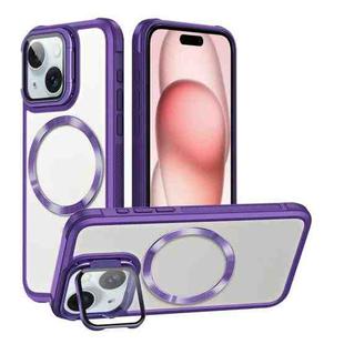 For iPhone 15 Plus Magsafe CD-grain Acrylic Hybrid TPU Phone Case(Purple)